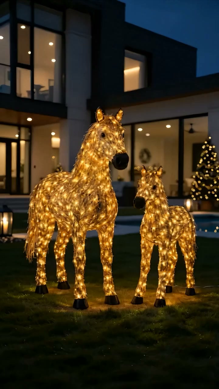 Lysande hästduo – en magisk julstämning hemma
