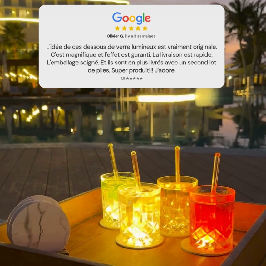 Dessous de verre lumineux – Fabriqués en Allemagne