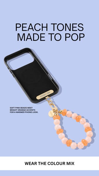Give the phone a softer peach edge — Handmade PEACH PEARL wrist strap — Pick Your Colors, 2+1 Free — Rated 4.9