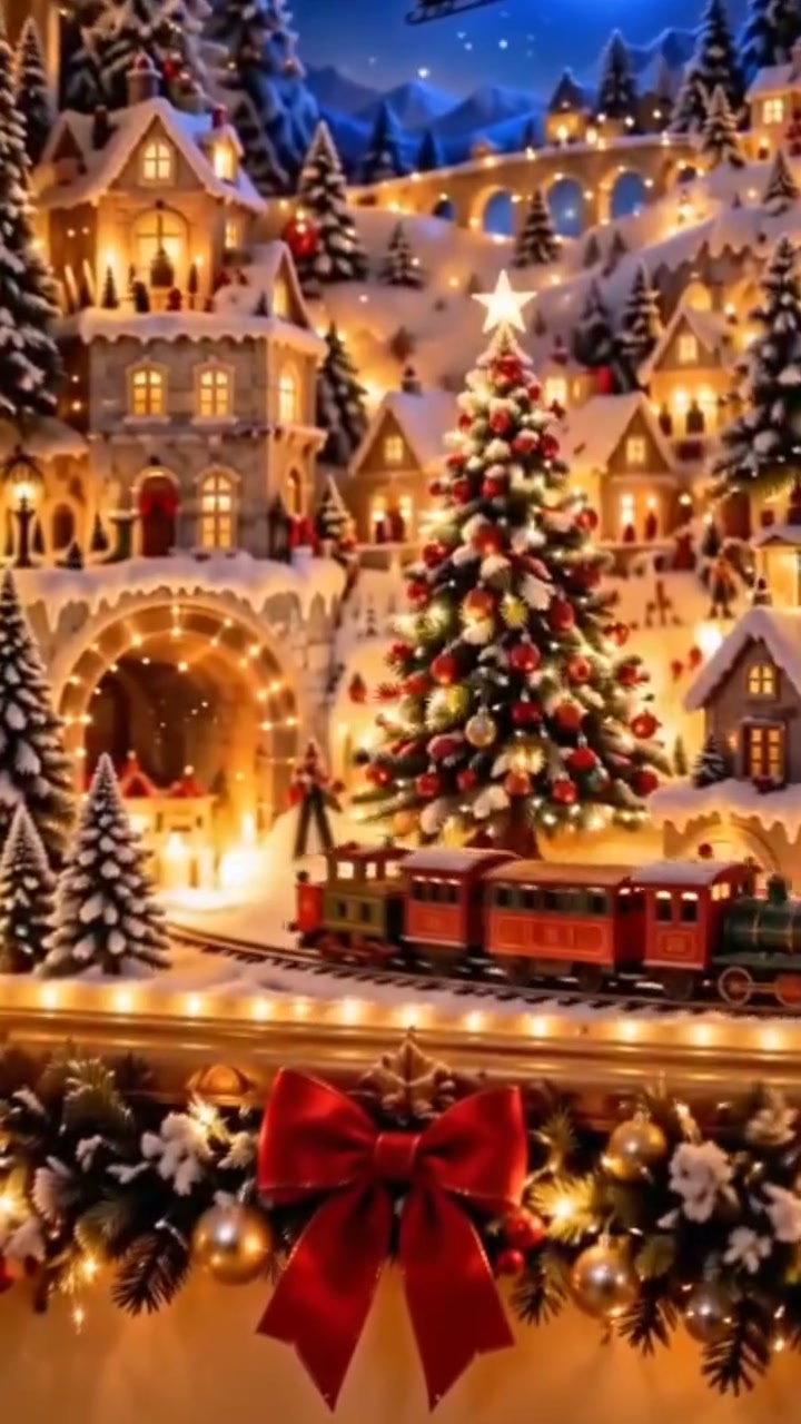 Weihnachtsdorf-Wanddeko mit Licht