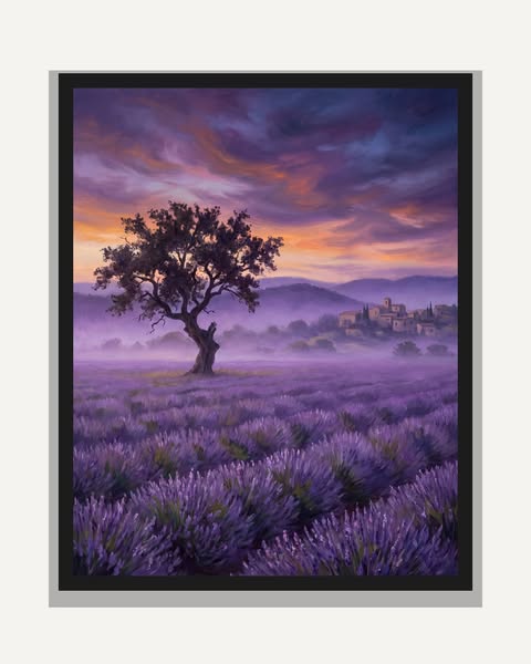 Lavendelfält – Inramad poster 50×70