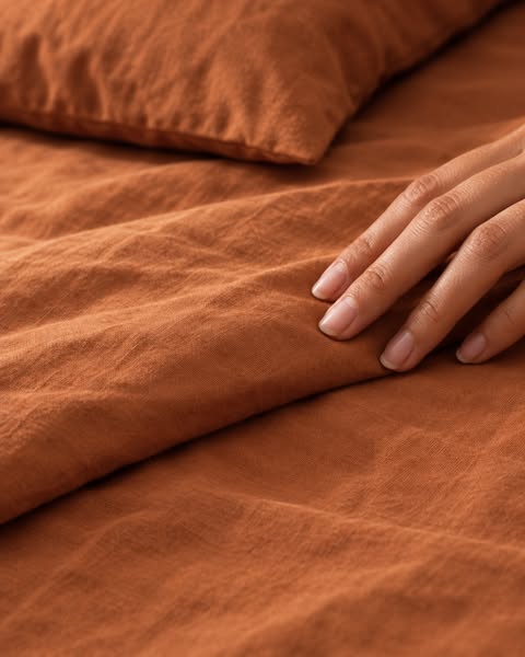 Terracotta cotton bedding