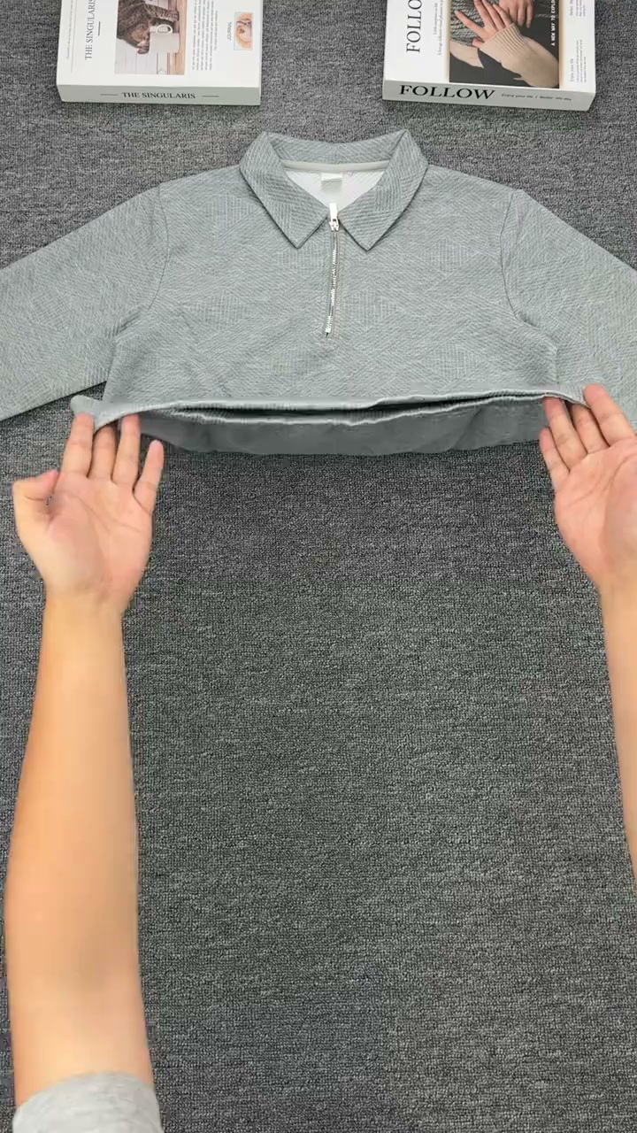 Men's Textured Quarter Zip Polo Sweatshirt