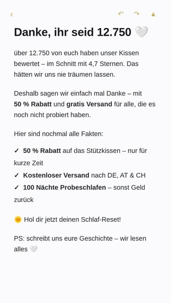 JETZT -50 % auf das CuroSleep Stützkissen 4,7 aus 12.750+ Bewertungen