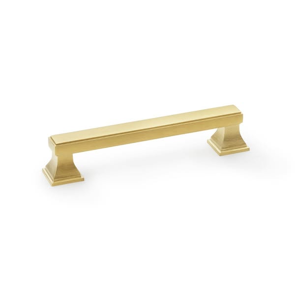Alexander and Wilks - Jesper Square Cabinet Pull Handle - Satin Brass PVD - Centres 128mm - AW813-128-SBPVD