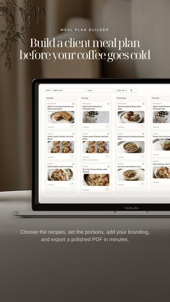 Branded meal plans in minutes