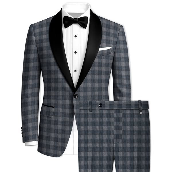 Just $99.60 | Nobel and Chicago Grey Plaid Wool Rich Tuxedo Suit