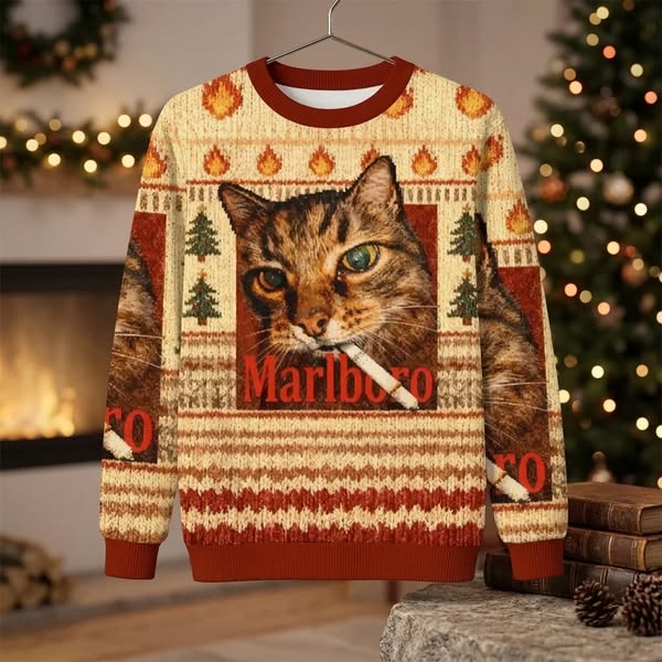 "Marlboro Cat" Rebellious Ugly Sweater
