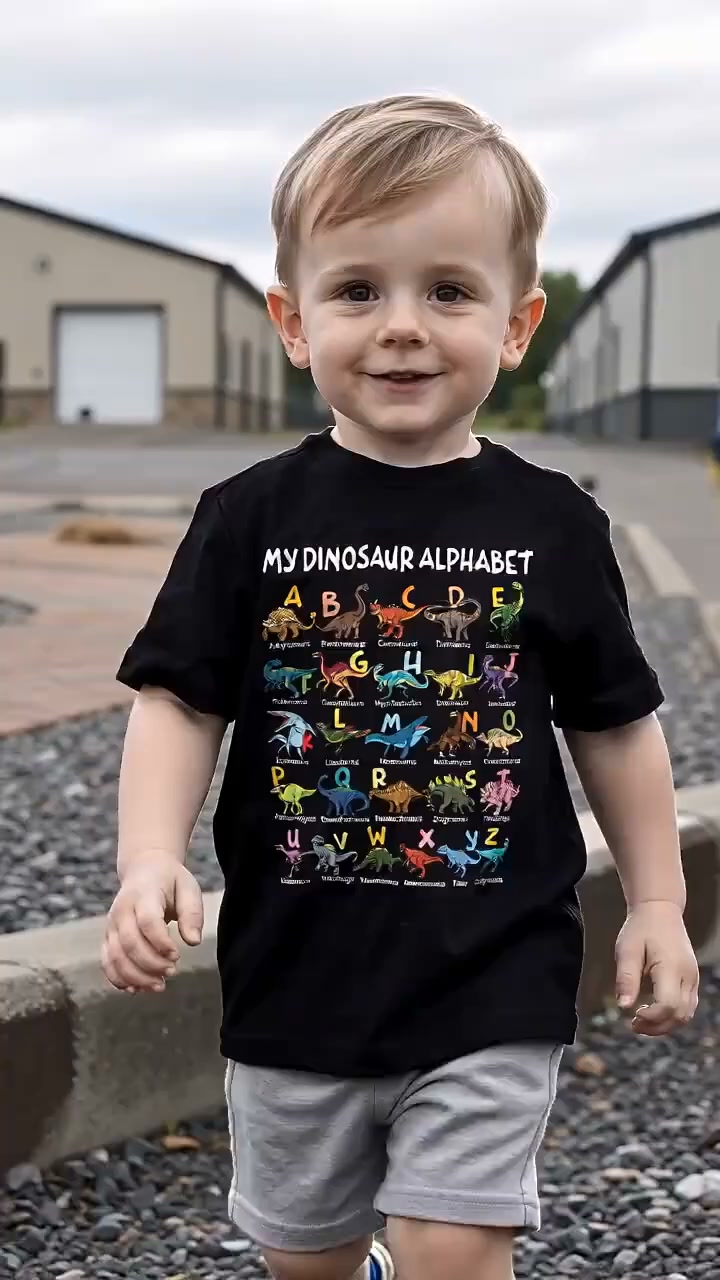Kinder-T-Shirt mit Dinosaurier-Alphabet-Grafik