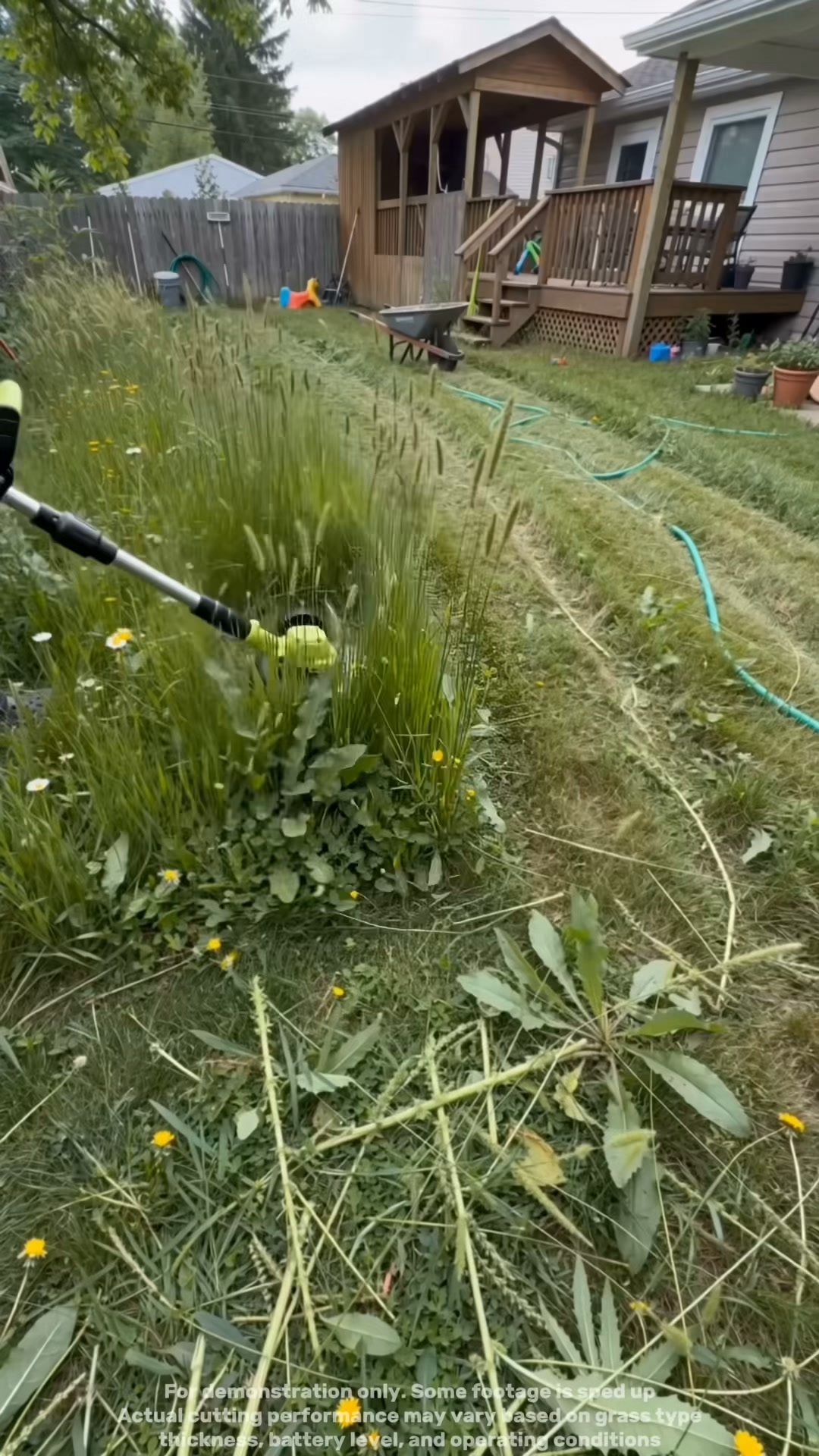 15000 RPM. 500W. 9‑inch cut. This trimmer doesn’t slow down in thick grass
