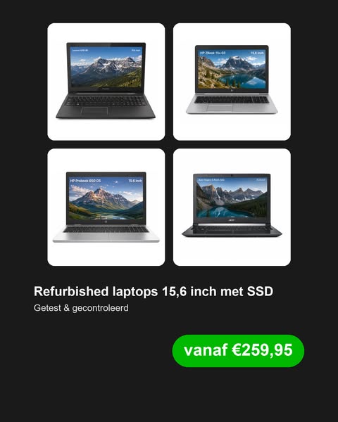 Refurbished laptops 15,6 inch met SSD