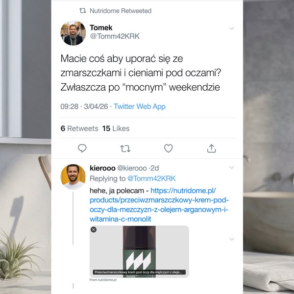 Zmarszczki i cienie pod oczami? Krem Monolit z olejem arganowym i witaminą C – stworzony dla mężczyzn.