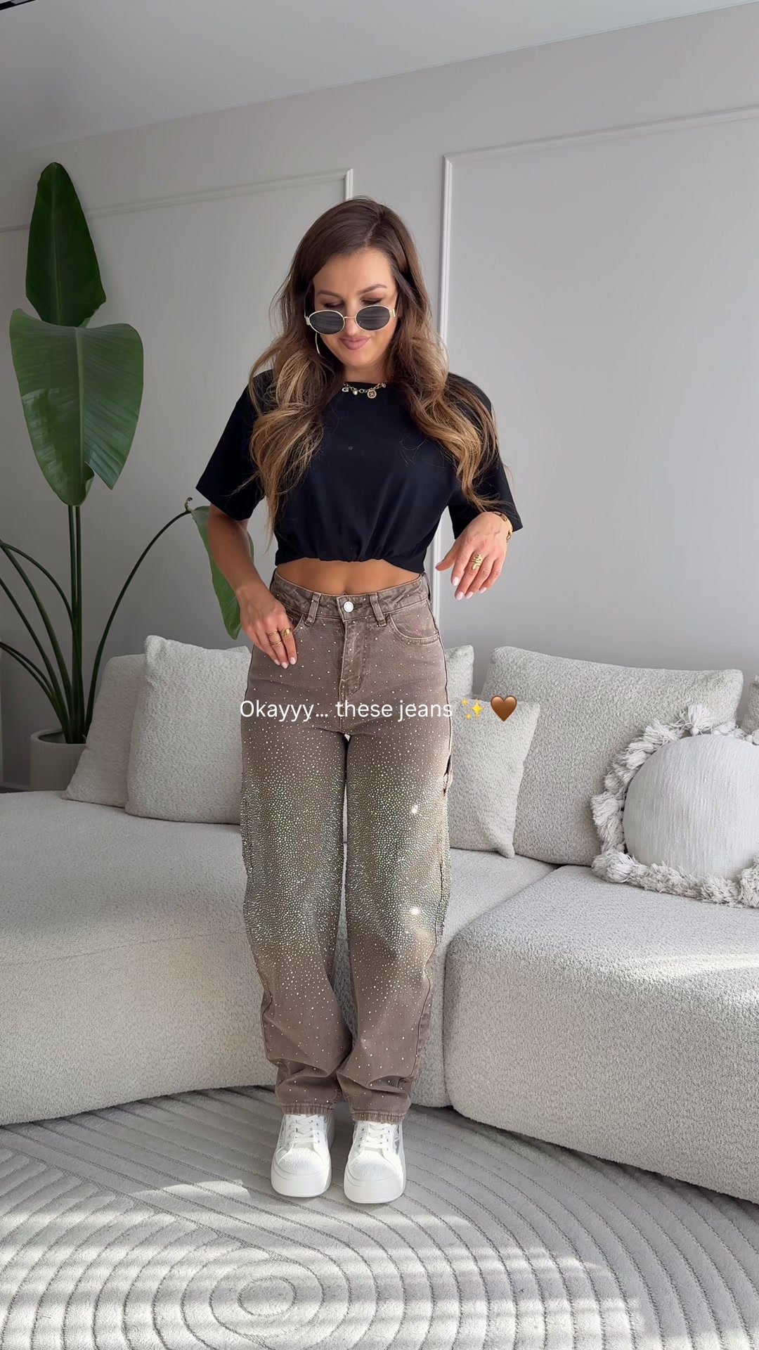 Grace Crystal Jeans Brown Barrel