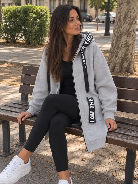 Chaqueta Larga con Capucha Oversize