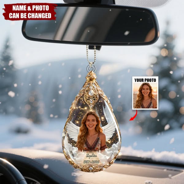 Personalized Photo Car Ornament, Christmas Memorial Sympathy Gift