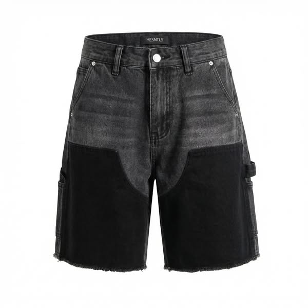 Denim Shorts - Patch-Work Black