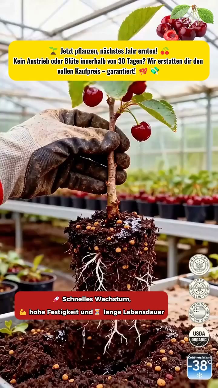 Wollen Sie frische Kirschen aus dem eigenen Garten? Probieren Sie die veredelte Süßkirsche ‚Regina‘!