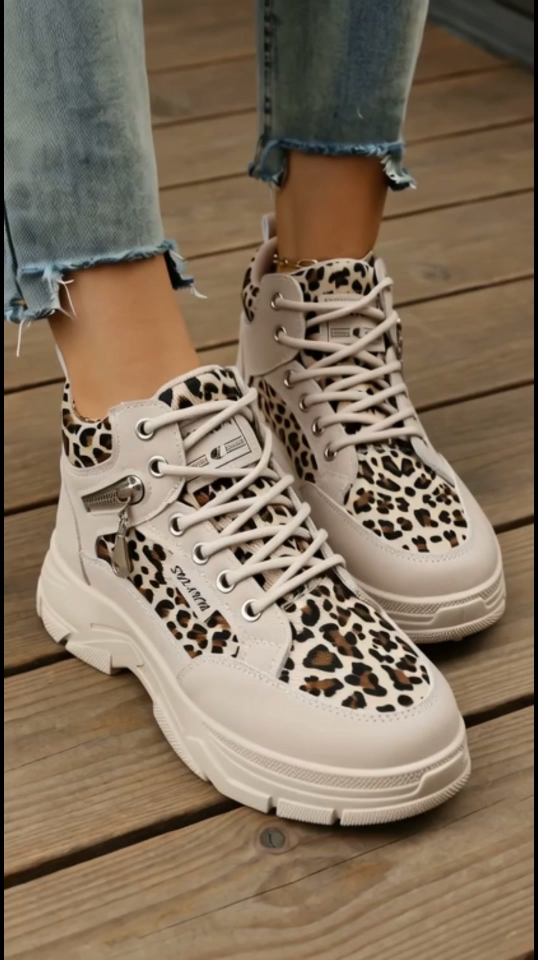 Leopard Print Platform Ankle Boots