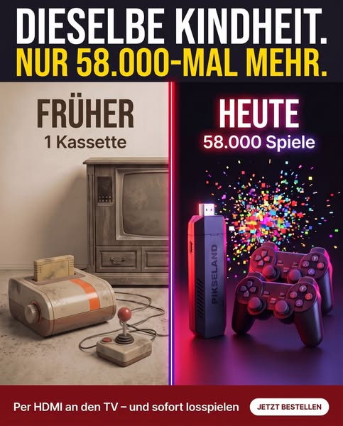 Früher 1 Kassette. Heute 58.000 Spiele