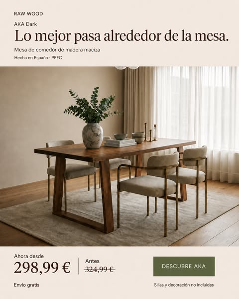 AKA Mesa de comedor de madera maciza.