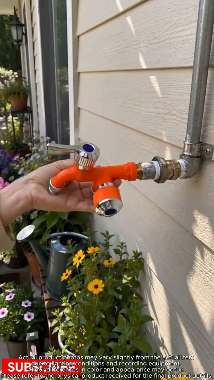 Dual-Outlet Faucet – Two Independent Water Connections for Laundry, Garden & Everyday Cleaning