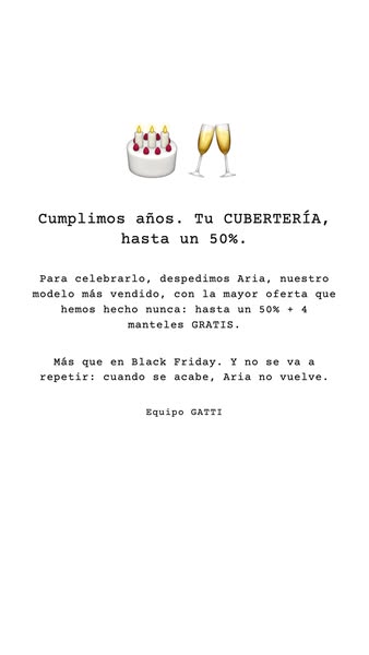 Aniversario Gatti - Set de Cuberteria