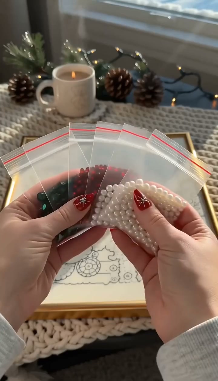 Festive DIY Pearl Diamond Painting Kit For Holiday Relaxation