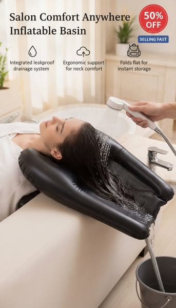 Inflatable shampoo basin