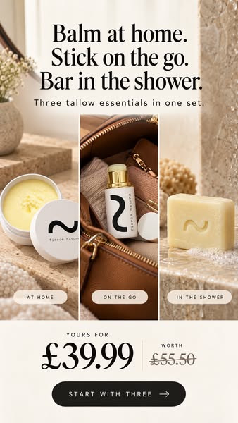 3 tallow essentials. One simple routine.