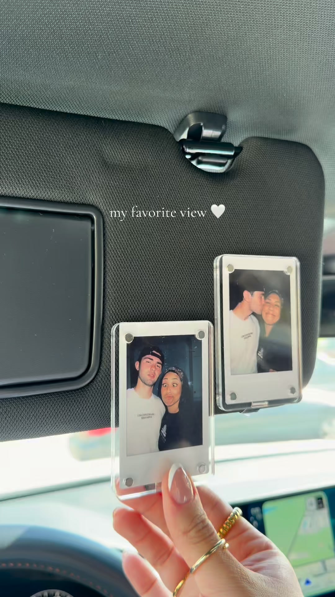 Magnetic Car Sun Visor Photo Frame with Acrylic Snap-On Magnetic Snap Clips