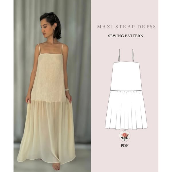Spaghetti Strap Maxi A Line Dress PDF Sewing Pattern