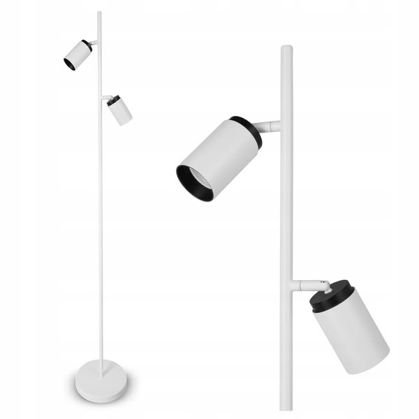 Lampa Stojąca Podłogowa 2X GU10 LED Regulowana Do Czytania Włącznik Biała