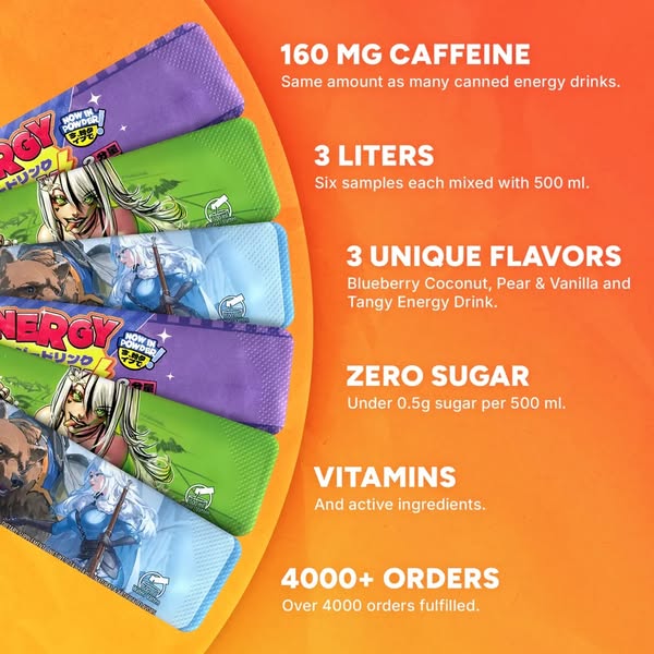 Try our energy drinks, on us - only pay for shipping.