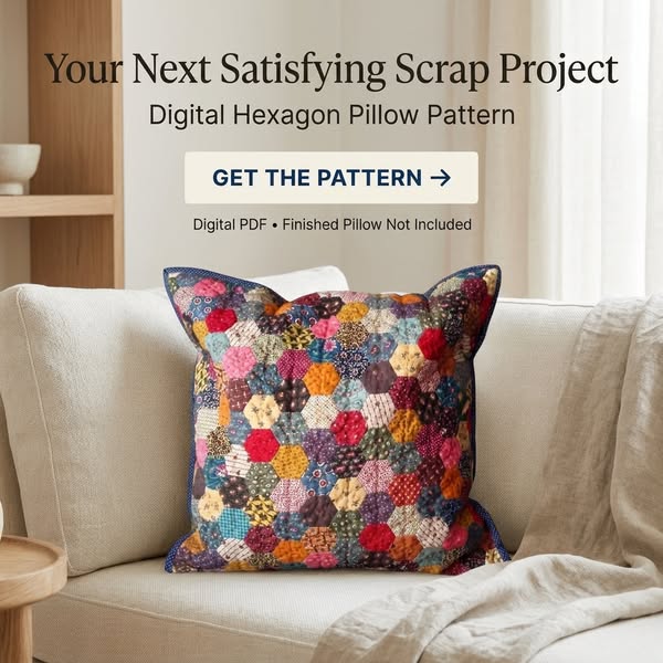 Scrappy Hexie Cushion — EPP Pattern