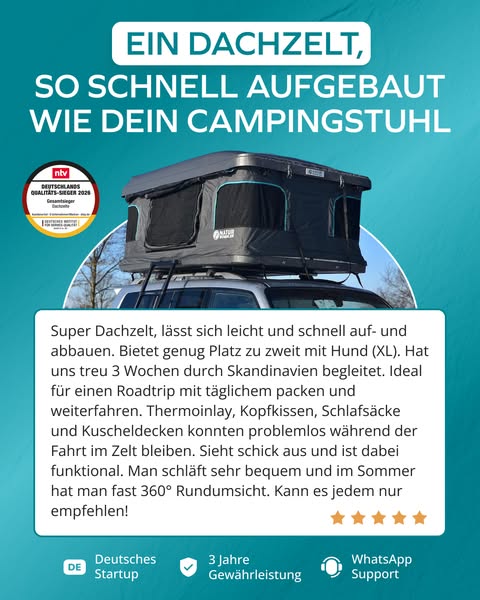 Dachzelt Testsieger bei FAZ & NTV