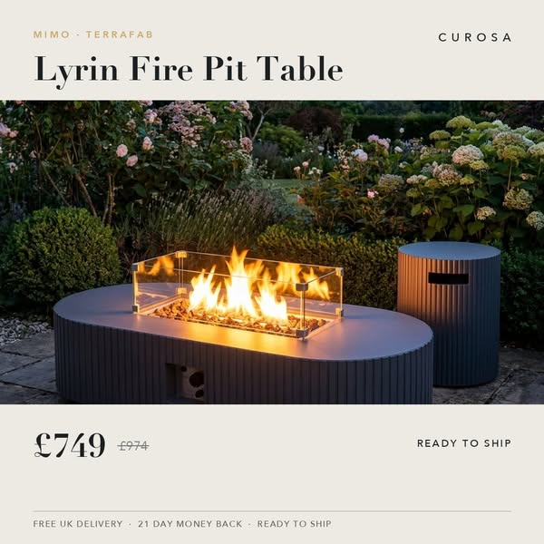 Lyrin fire pit table, £749