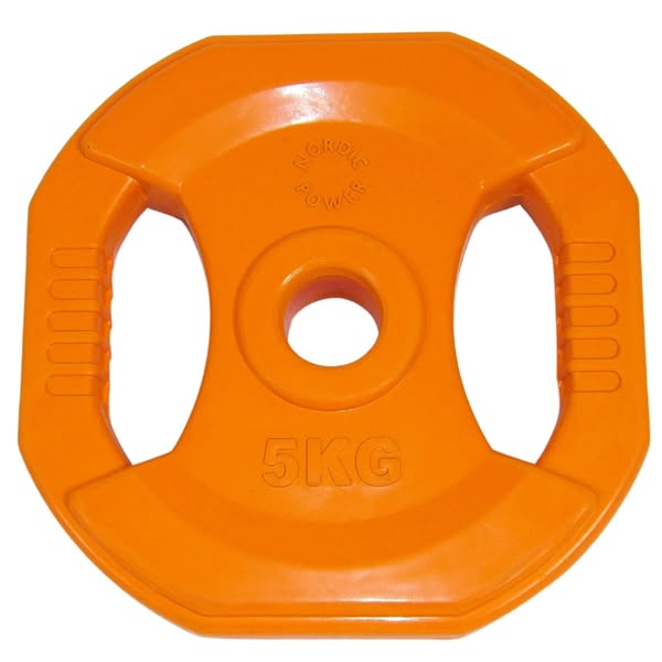 Fødselsdagstilbud på fitnessudstyr Bodypump PRO Vægtskive 5 kg. Orange - 1 Stk. - NORDIC POWER - Ø30 mm.
