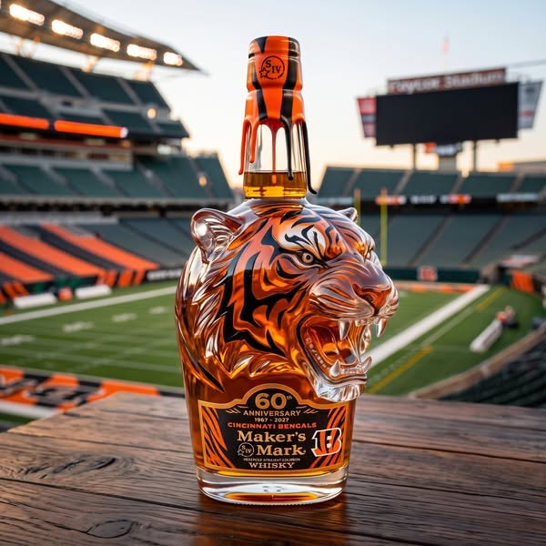 The BENGALS×Maker's Mark 60TH ANNIVERSARY Special Edition Bourbon Bottle