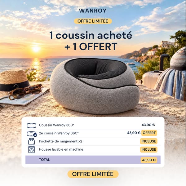 Livraison DOM TOM - Ne dormez plus jamais inconfortablement – découvrez le Wanroy™ ! Expédiée sous 24/48h GRATUITE