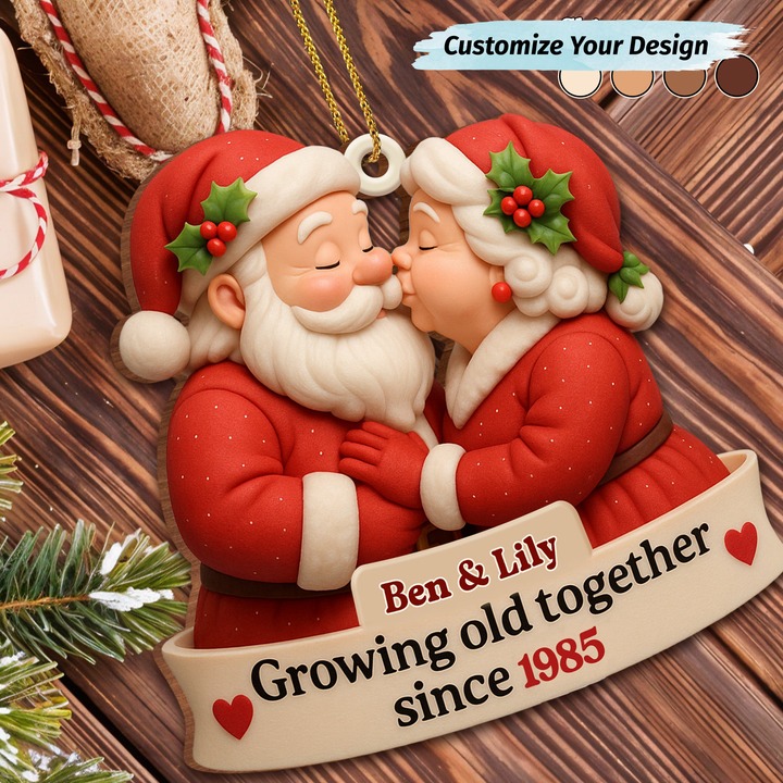Celebrate Love with Custom Santa & Mrs. Claus Ornament!