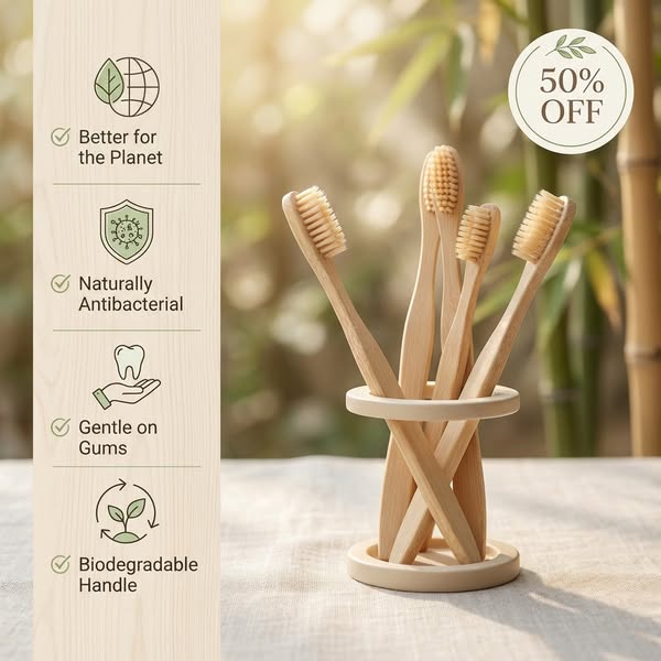 50% Off Bamboo Toothbrush