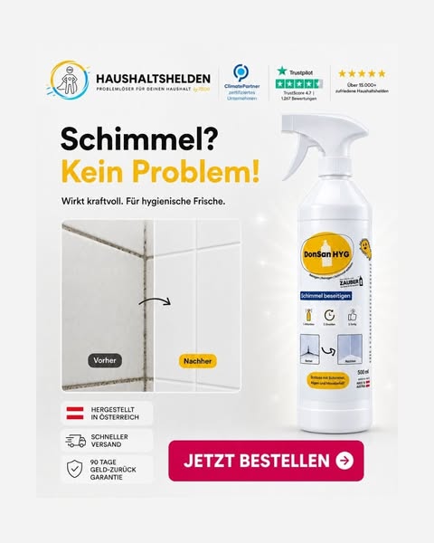 Kraftvoll gegen Schimmel in Bad, Dusche & Fugen.