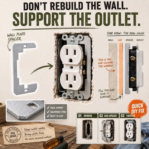 Wall Plate Spacers (Metal) – For Wall Outlet Repair and Securing Loose Outlets