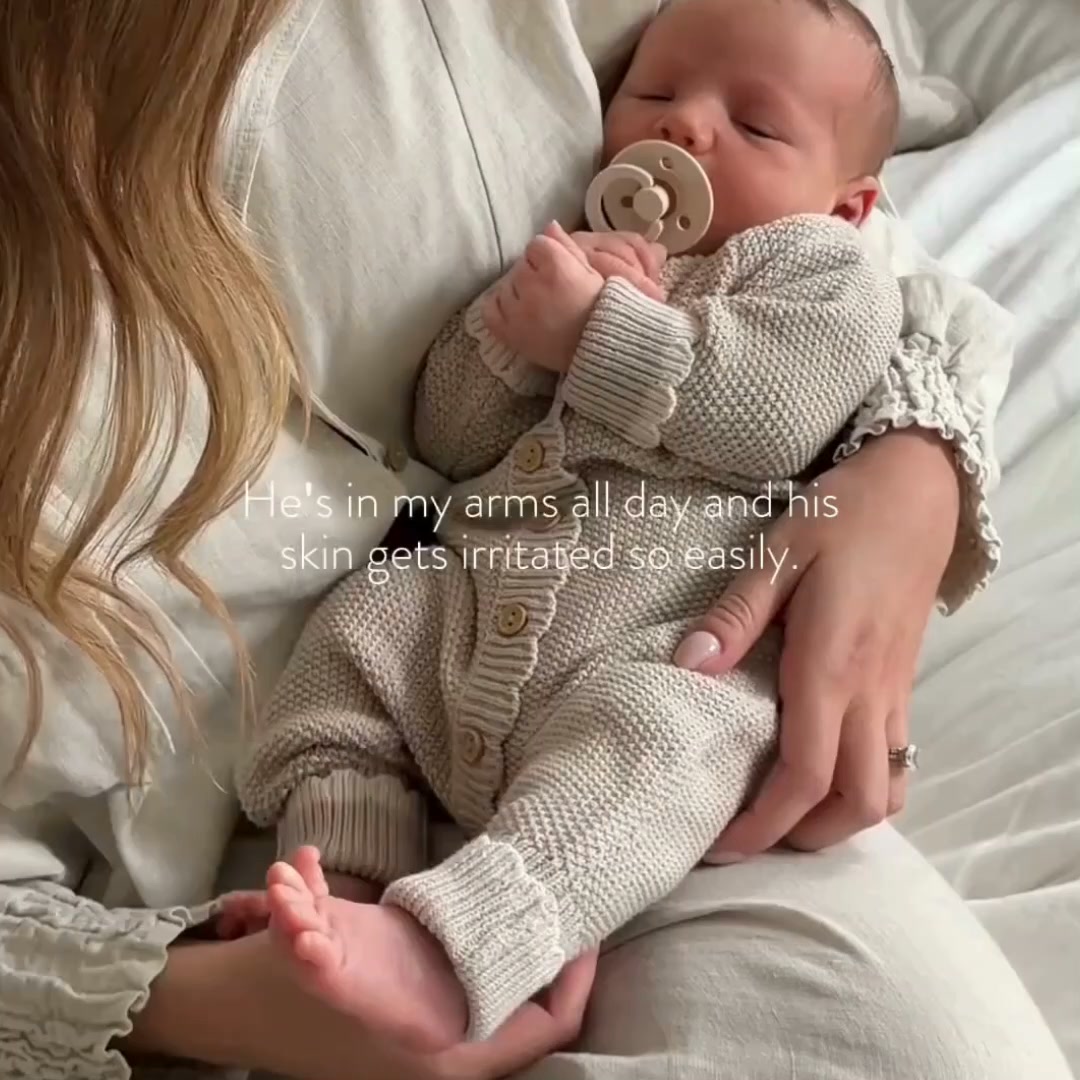 Organic Cotton Moss Stitch Baby Romper - Oat