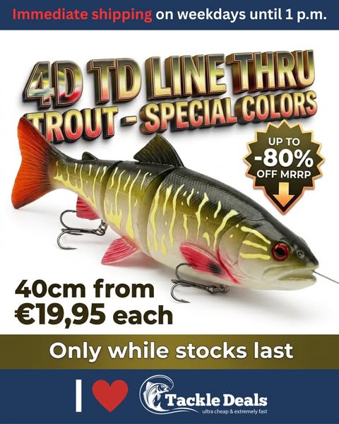 SAVAGE GEAR 4D TD Line Thru Trout 40cm 712g MS UV Pike Trout, 19,95 €