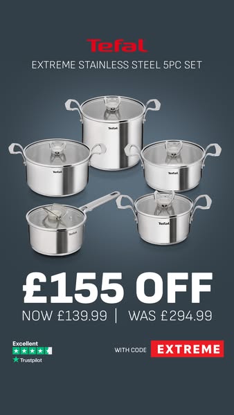Over 50% off Tefals Extreme 5pc Set!