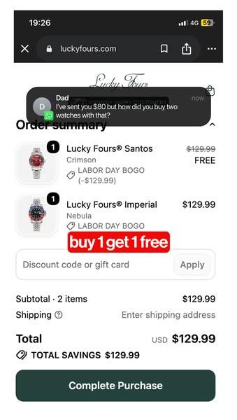 LABOR DAY DEAL: TWO WATCHES, ONE PRICE