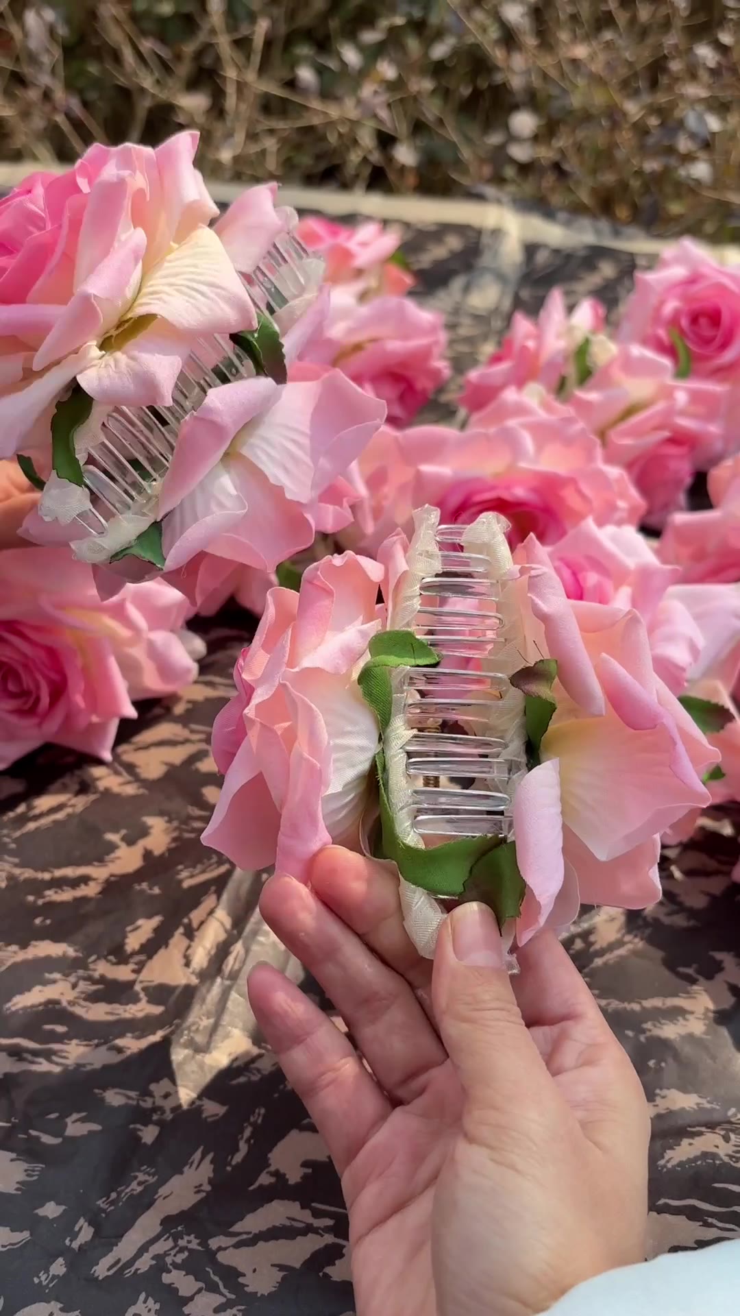 **Pink Rose Hair Clip**