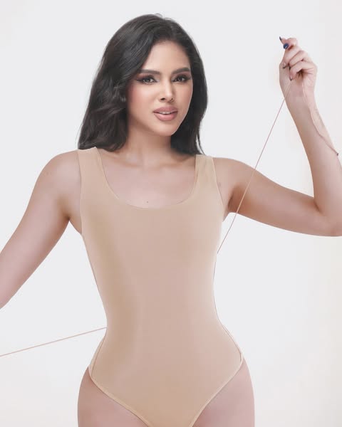 Shapshe® Seamless Back Lace-up Tummy Control Bodysuit Tan / S