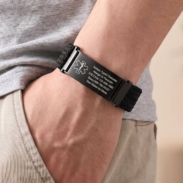 Personalized Waterproof Sport Medical Alert Adjustable Bracelet